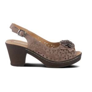 Patrizia Spring Step Doriday Heel Taupe Size 9 US 40 EU NIB Comfy Flower Detail